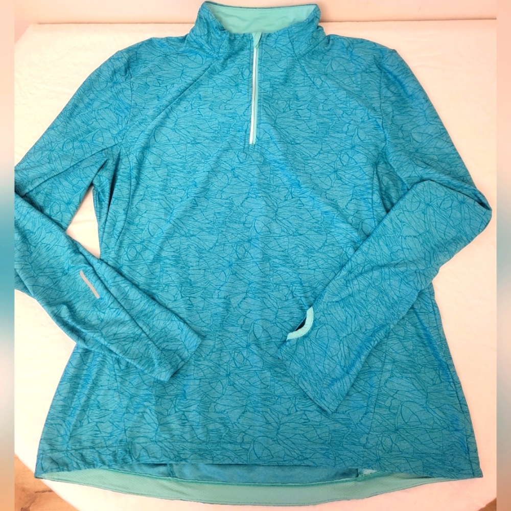 Mondetta ¼ Zip Warm Up, Beautiful Turquoise Blue, Size XL